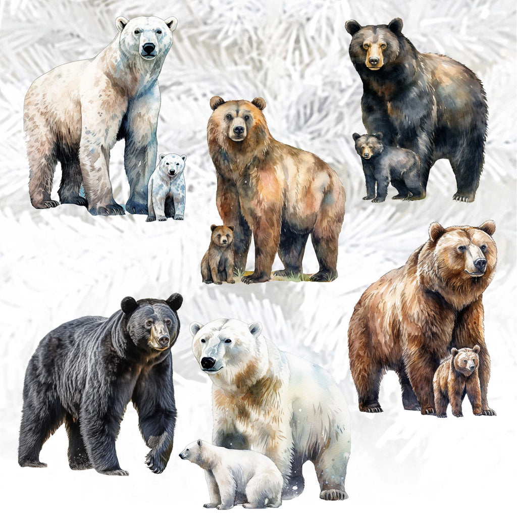 Bear Adventures Clip-On Eco Wood Decorative Ornaments Set of 6 by G. Debrekht - Wildlife Decor - 8090105C-S6