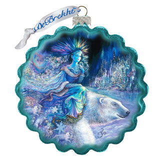 Polar Princess Wreath Glass Ornament by Josephine Wall - Wildlife Holiday Decor - 759-407-JW