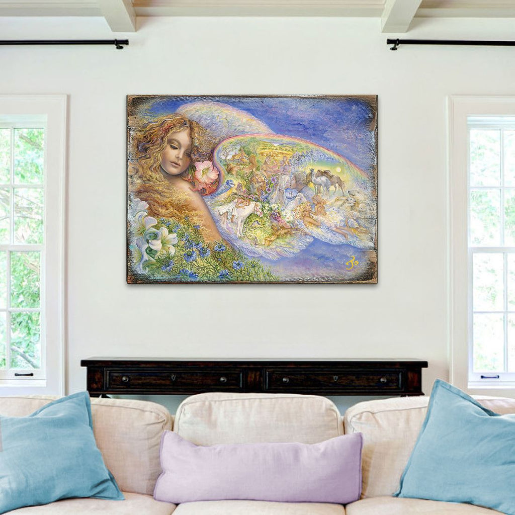 Wings of Love Fantasy Wooden Wall Art by Josephine Wall - Fantasy Decor - 852153-JW