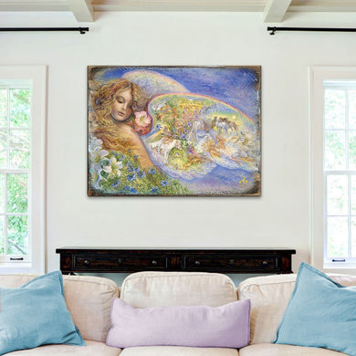 Wings of Love Fantasy Wooden Wall Art by Josephine Wall - Fantasy Decor - 852153-JW