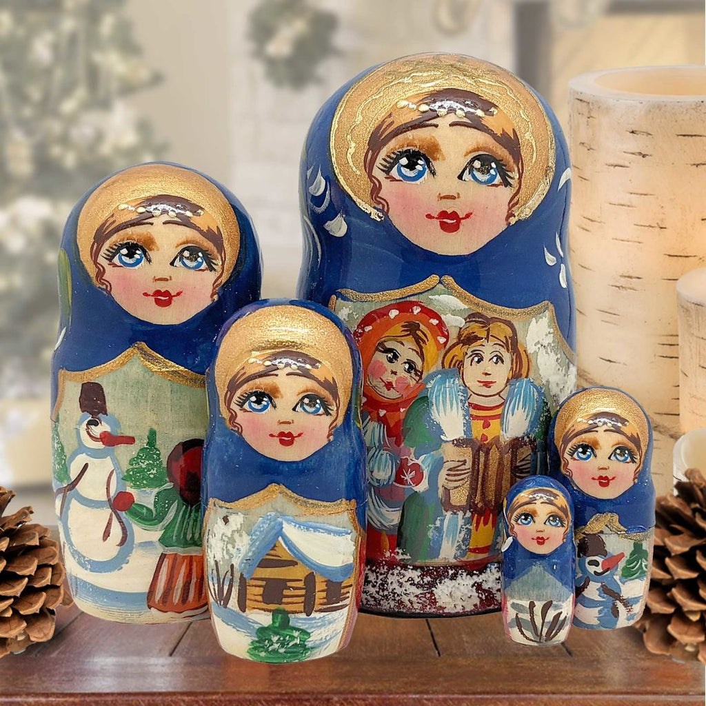 Fairy Tale Matreshka Nesting Hand-Painted Dolls Set of 5 by G. DeBrekht - Christmas Decor - 140073