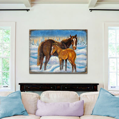 Horses Art Wooden Wall Art by Nature Wonders - Nature Wildlife Decor - 95218B