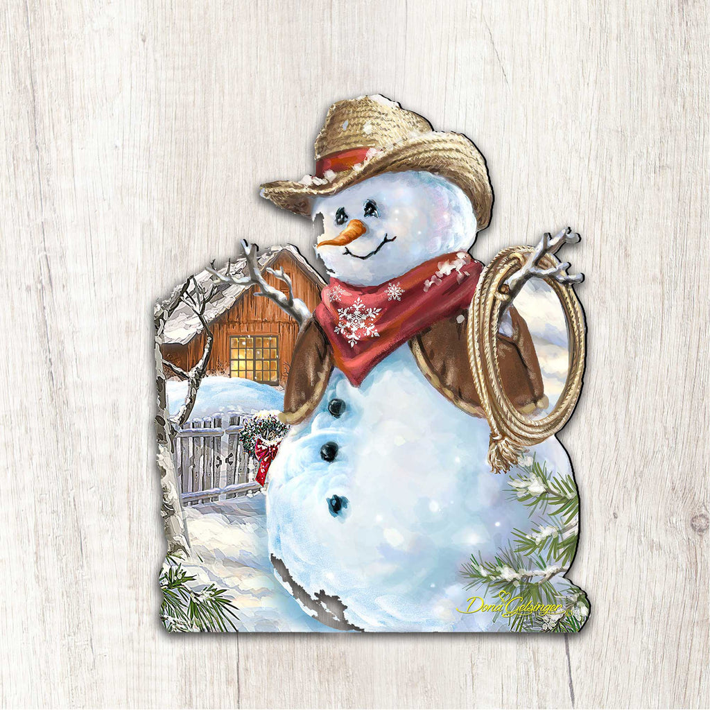 Cowboy Snowman Christmas Door Decor by D. Gelsinger - Christmas Santa Snowman Decor - 8121115H-1541
