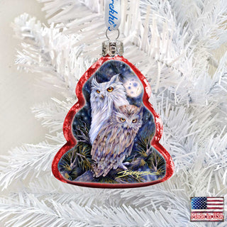 Night Watch Owls Mercury Glass Ornament by J. Bergsma - Wildlife Holiday Decor - 7783902-JB