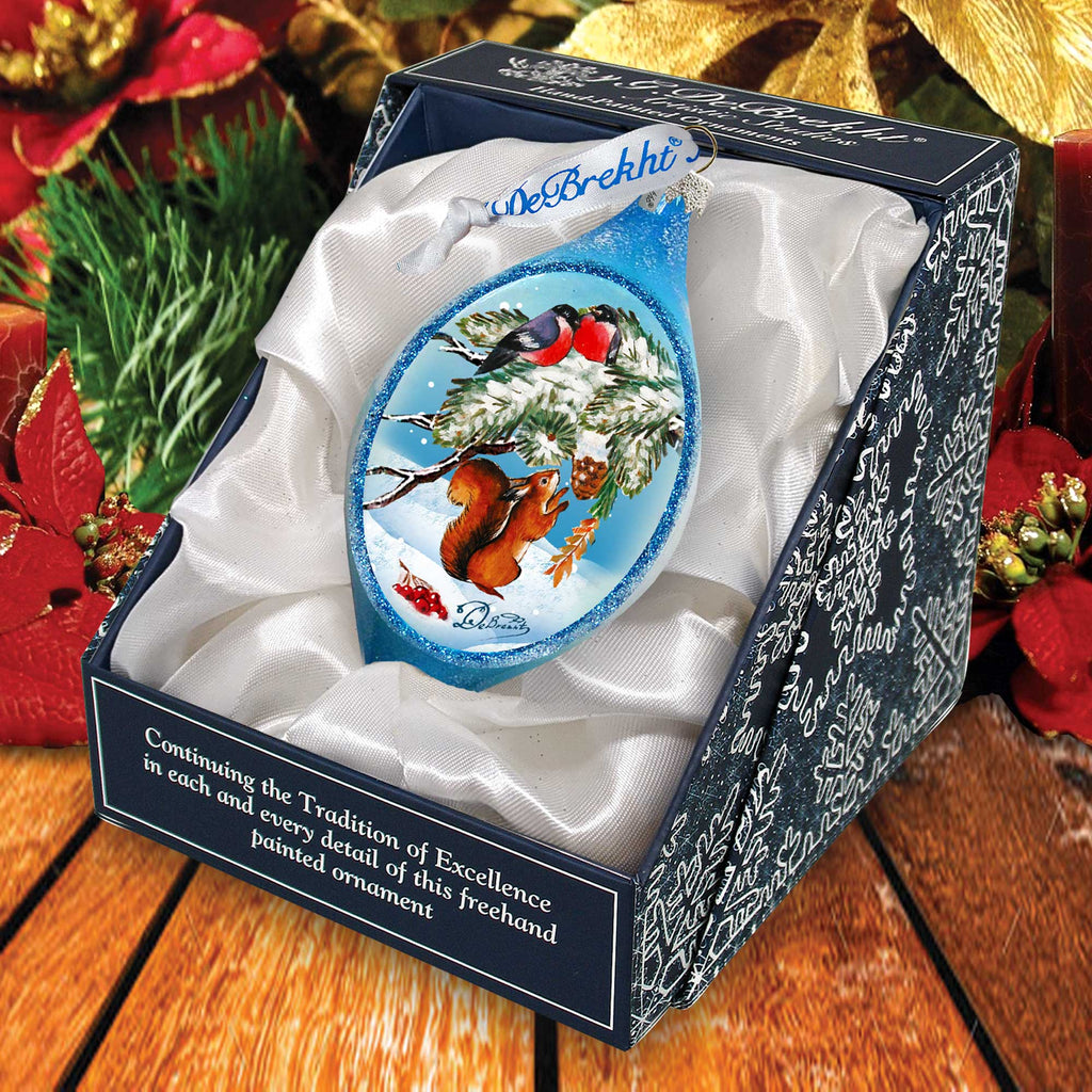Squirrel and Birds Ball Glass Ornament by G. DeBrekht - 73451