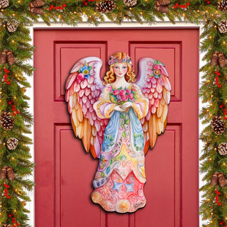 Pink Floral Angel Holiday Door Decor by G. Debrekht - Christmas Decor - 8611023H