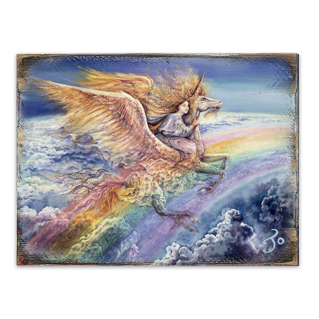 Flight to Aquarius Fantasy Wooden Wall Art by Josephine Wall - Fantasy Decor - 852116-JW