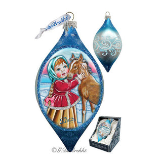 Girl with Horse Drop Glass Ornament by G. DeBrekht - Christmas Decor - 757-001
