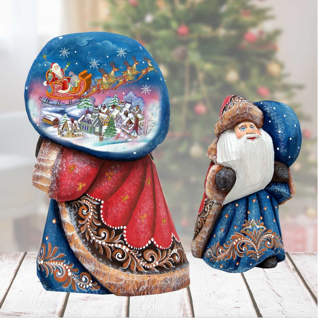 Up-Up and Away Santa Hand-Painted WOODCARVED Masterpiece by G. DeBrekht - Christmas Decor - 8215553