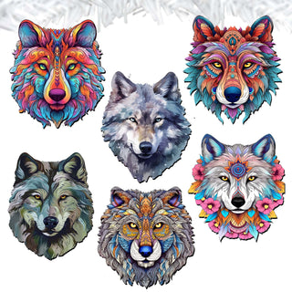 Enigmatic Wolves Clip-On Eco Wood Decorative Ornaments Set of 6 by G. Debrekht - Wildlife Decor - 8090113C-S6