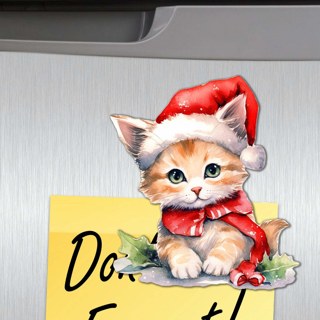 Christmas Cats Decorative Eco Wood Magnets Set of 6 by G. Debrekht - Pets Dog and Cat Decor - 8090016G-S6