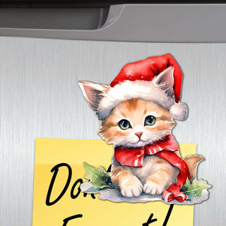 Christmas Cats Decorative Eco Wood Magnets Set of 6 by G. Debrekht - Pets Dog and Cat Decor - 8090016G-S6