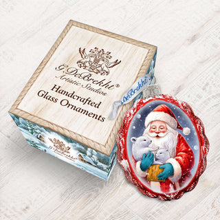 Santa with Cubs Mercury Glass Ornaments by G. Debrekht - Christmas Santa Snowman Decor - 776012