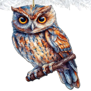 Alaskan Great Horned Owl Wooden Ornaments by G.Debrekht - Wildlife Holiday Decor - 8710004-2