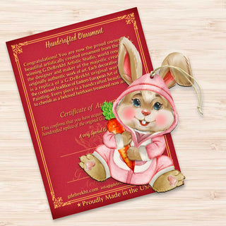 Carrot Baby Pink Bunny Wooden Ornaments by G.DeBrekht - Easter Spring Decor - 815432-3