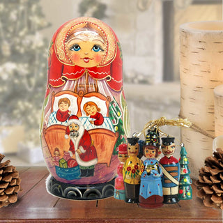 Night before Christmas Hand-Painted Doll with Set of Wooden Ornaments by G. DeBrekht - Christmas Decor - 110731