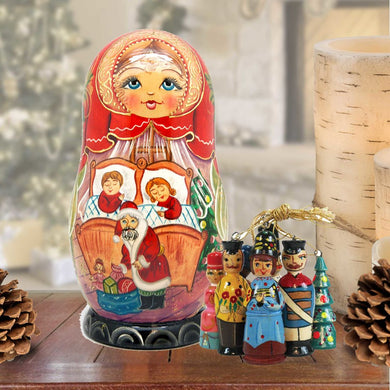 Night before Christmas Hand-Painted Doll with Set of Wooden Ornaments by G. DeBrekht - Christmas Decor - 110731