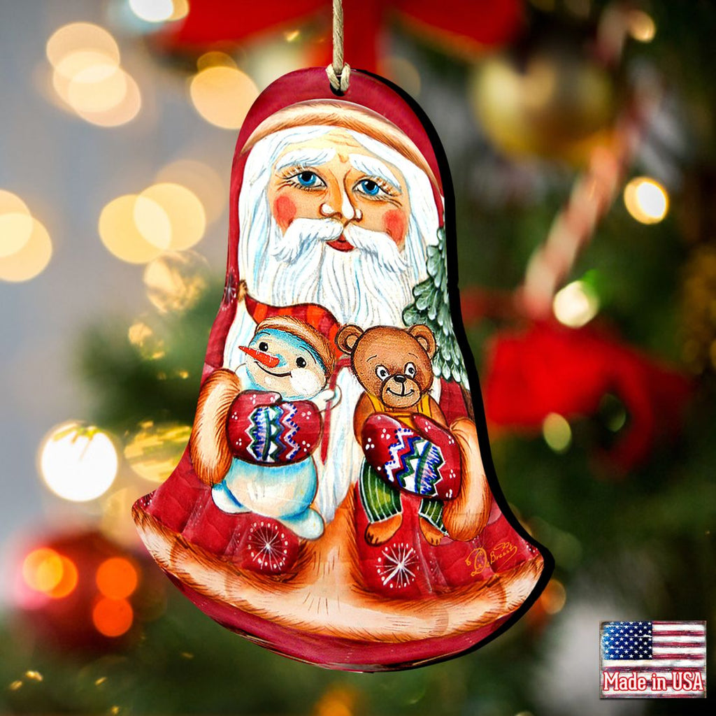 Santa Roly-poly Doll Wooden Ornaments by G. DeBrekht - Christmas Santa Snowman Decor - 8115012