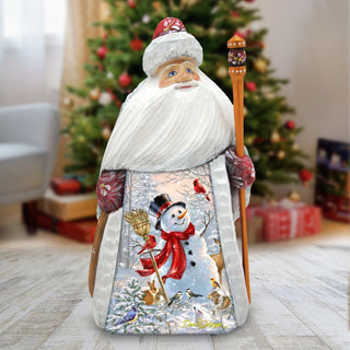 Frosty Forest Friends Hand-Painted WOODCARVED Figurine by D. Gelsinger - Christmas Santa Snowman Decor - 242103-1624