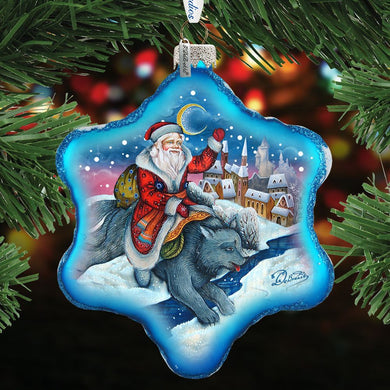 Grey World Fairy Tale Snowflake Glass Ornament, Santa & Christmas Decor - 754-010 by G. DeBrekht