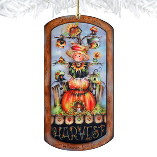 Harvest Pumpkin Scarecrow Wooden Ornaments by Jamie Mills-Price Thanksgiving Decor - 8611075-MP