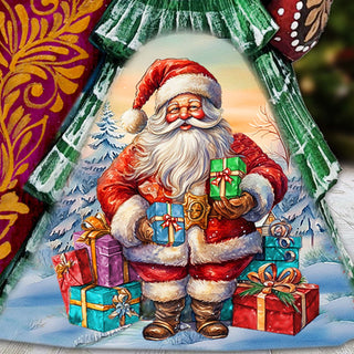 Santa with gifts Santa Hand-Painted WOODCARVED Figurine by G. DeBrekht - Christmas Santa Snowman Decor - 8208014