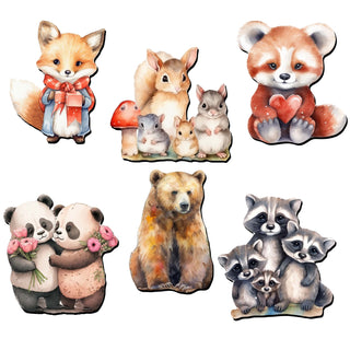 Forest Animals Decorative Eco Wood Magnets Set of 6 by G. Debrekht - Wildlife Decor - 8090021G-S6