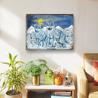 Rustic Wolves Art Wooden Wall Art by Nature Wonders - Nature Wildlife Decor - 95211B