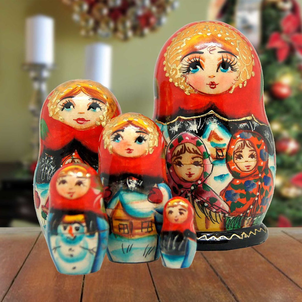 The Best Friends Matreshka Nesting Hand-Painted Dolls Set of 5 by G. DeBrekht - Christmas Decor - 140071