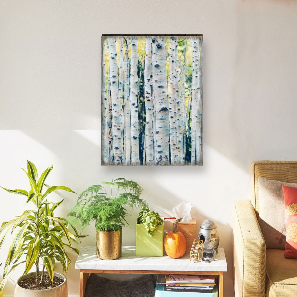 Birch Grove Art Wooden Wall Art by Nature Wonders - Nature Wildlife Decor - 95390B