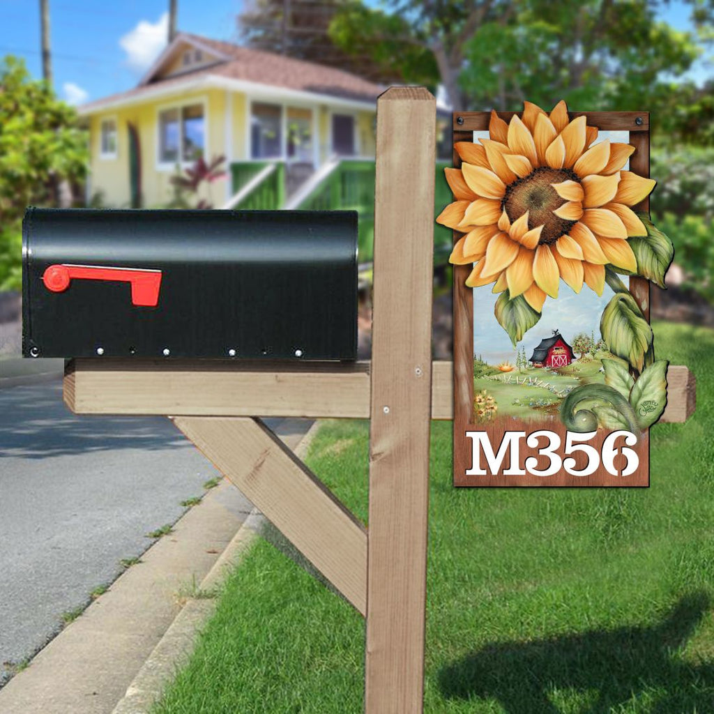 Sunflower Wooden Custom House Number Sign by Jamie Mills-Price - Thanksgiving Halloween Decor - Handcrafted Wooden Handcrafted Wooden Handcrafted Wooden Address Sign - MA8457701-MPP