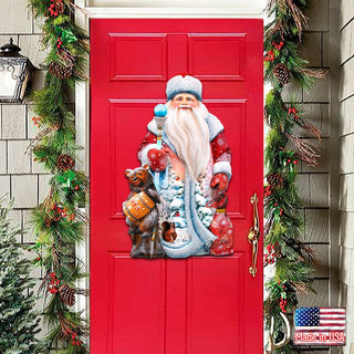Santa and a Honey Bear Door Decor by G. DeBrekht - Christmas Santa Snowman Decor - 8128811H