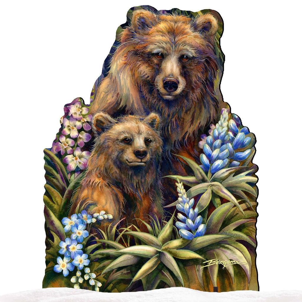 Grin & Bear it Grizzly Mother & Cub Wildlife Outdoor Decor by J. Bergsma - Wildlife Holiday Decor - 8591947F-JB