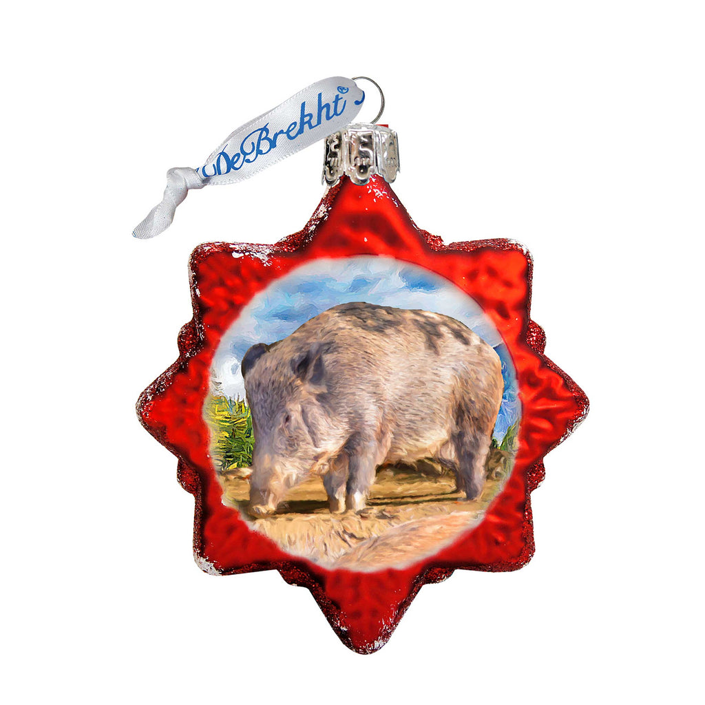 Wild Boar Mercury Glass Ornament by G. DeBrekht - Wildlife Holiday Decor - 775489