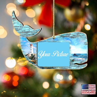 Whale Coastal Picture Frame Ornaments - Ornament for Photo - Coastal Holiday Decor - 81985162PF