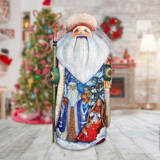 Christmas Night Father Frost Santa Hand-Painted WOODCARVED Masterpiece by G. DeBrekht - Christmas Decor - 241125 *** PRE-ORDER - Handmade Just for You! ***