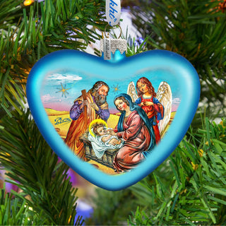 Nativity Heart Glass Ornament by G. DeBrekht - Nativity Holiday Decor - 753-081