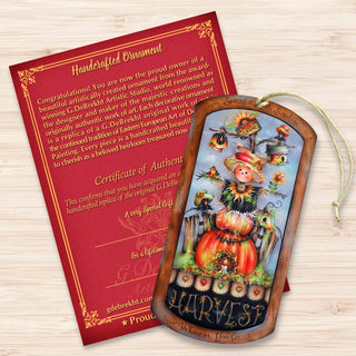 Harvest Pumpkin Scarecrow Wooden Ornaments by Jamie Mills-Price Thanksgiving Decor - 8611075-MP