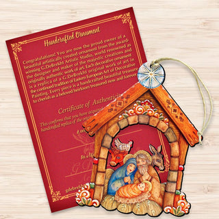 Village Nativity Christmas Wooden Ornaments by G. DeBrekht - Nativity Holiday Decor - 8152630