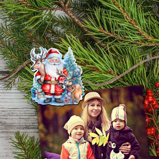 Christmas Is Here Clip-On Eco Wood Decorative Ornaments Set of 6 by G. Debrekht - Christmas Decor - 8090028C-S6