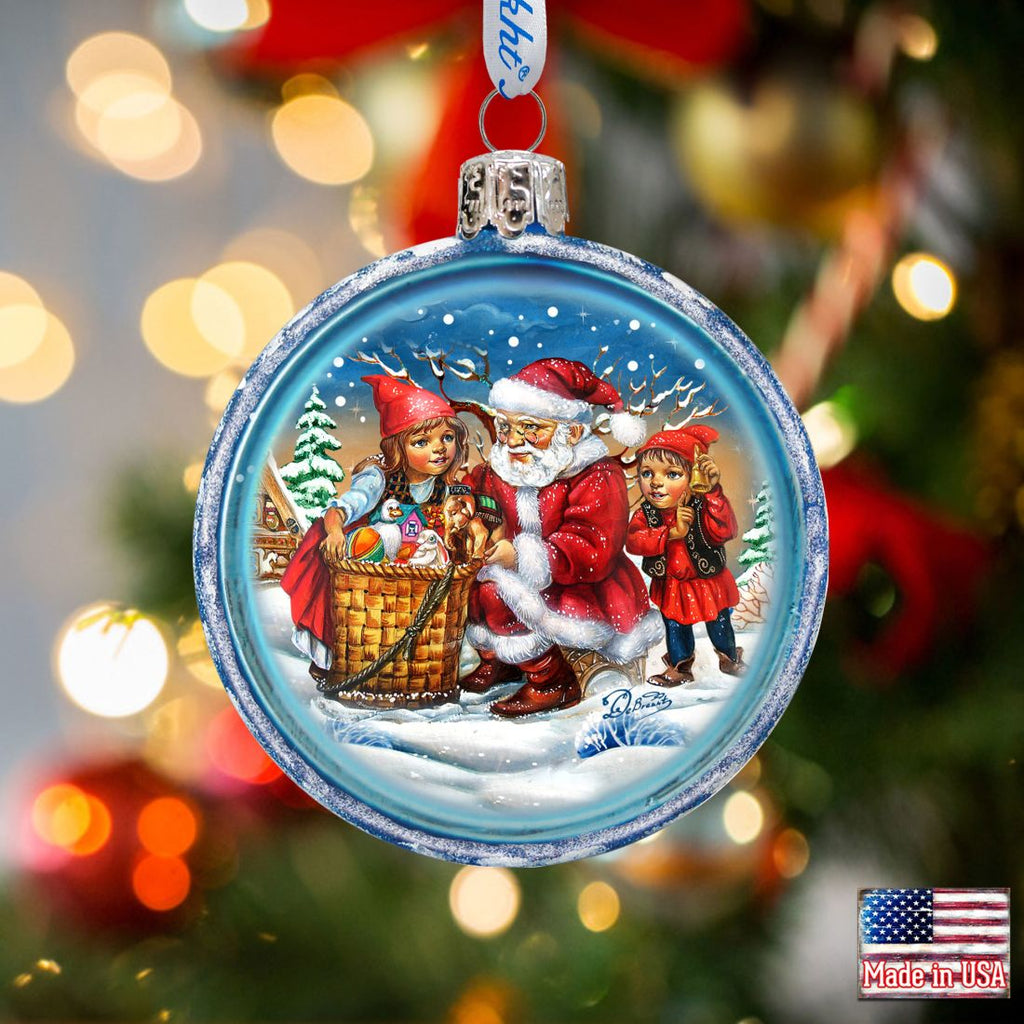 Christmas Glass Ornament Set of 3 by G. DeBrekht - Christmas Santa Snowman Decor - 73742-S3