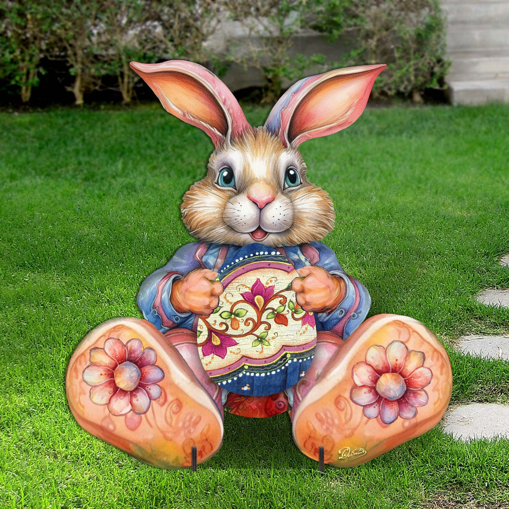 Easter Bunny Boy with Egg Easter Yard Sign by G. DeBrekht - Easter Spring Decor - 8652767F