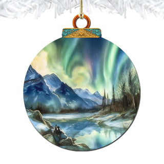 Alaskan Northern Lights Wooden Ornaments by G.Debrekht - Wildlife Holiday Decor - 870039