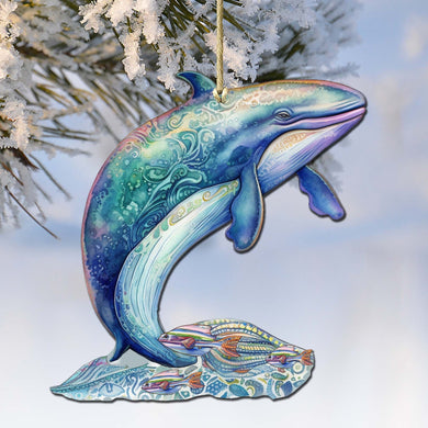 Alaskan Fairy Whale Wooden Ornaments by G.Debrekht - Wildlife Holiday Decor - 8710107-3