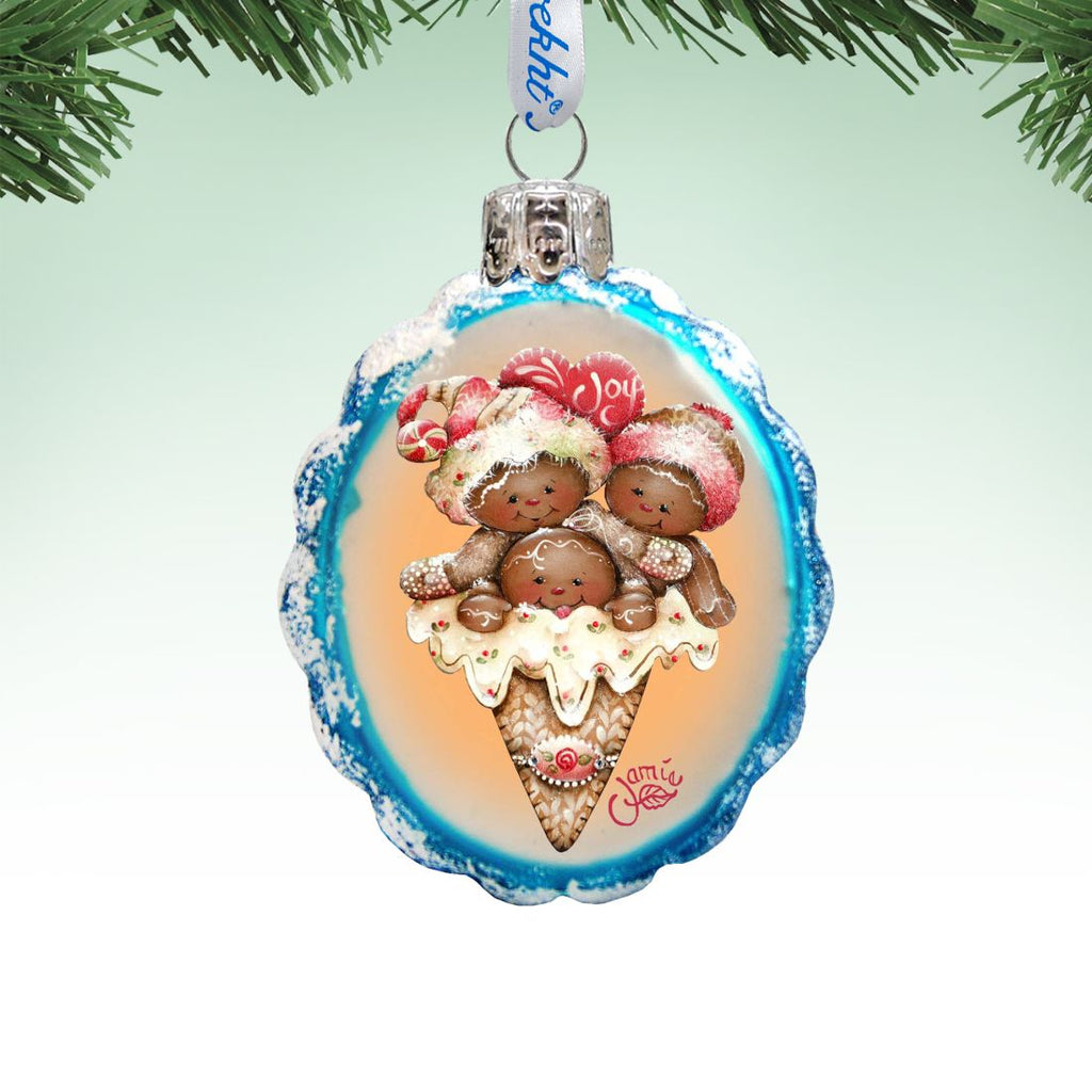Joy Cone Babies Mercury Glass Ornament by Jamie Mills-Price - Christmas Santa Snowman Decor - 778208-7512