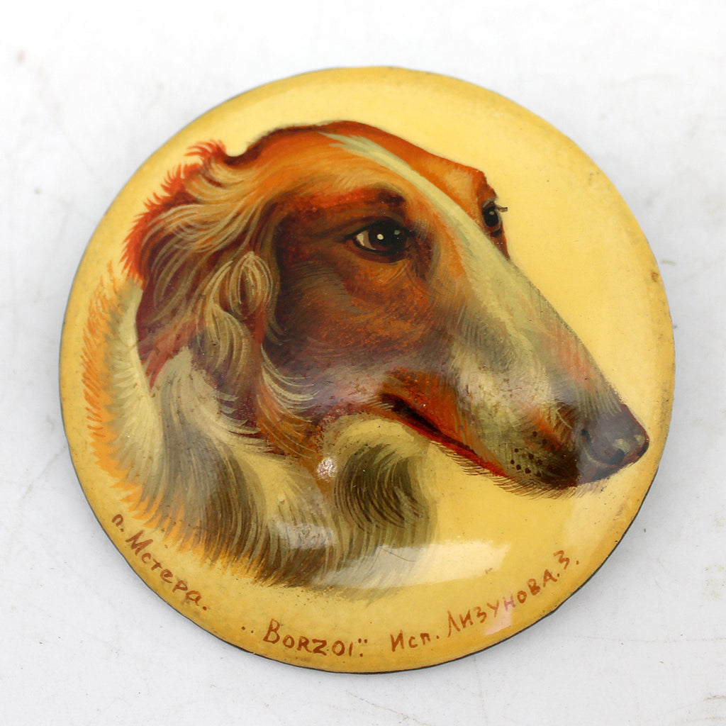 Handpainted Lacquered Miniature Jewelry Brooch Pin by G.DeBrekht Unique Handmade Gift Collectible and Home Decoration