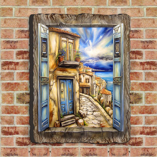 Coastal Town Window View Wall Art by G. DeBrekht Coastal Decor - 8492102W