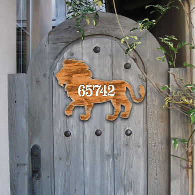 Lion Wooden Custom House Number Sign - Nature Wildlife Decor - Handcrafted Wooden Handcrafted Wooden Address Sign - MA98230