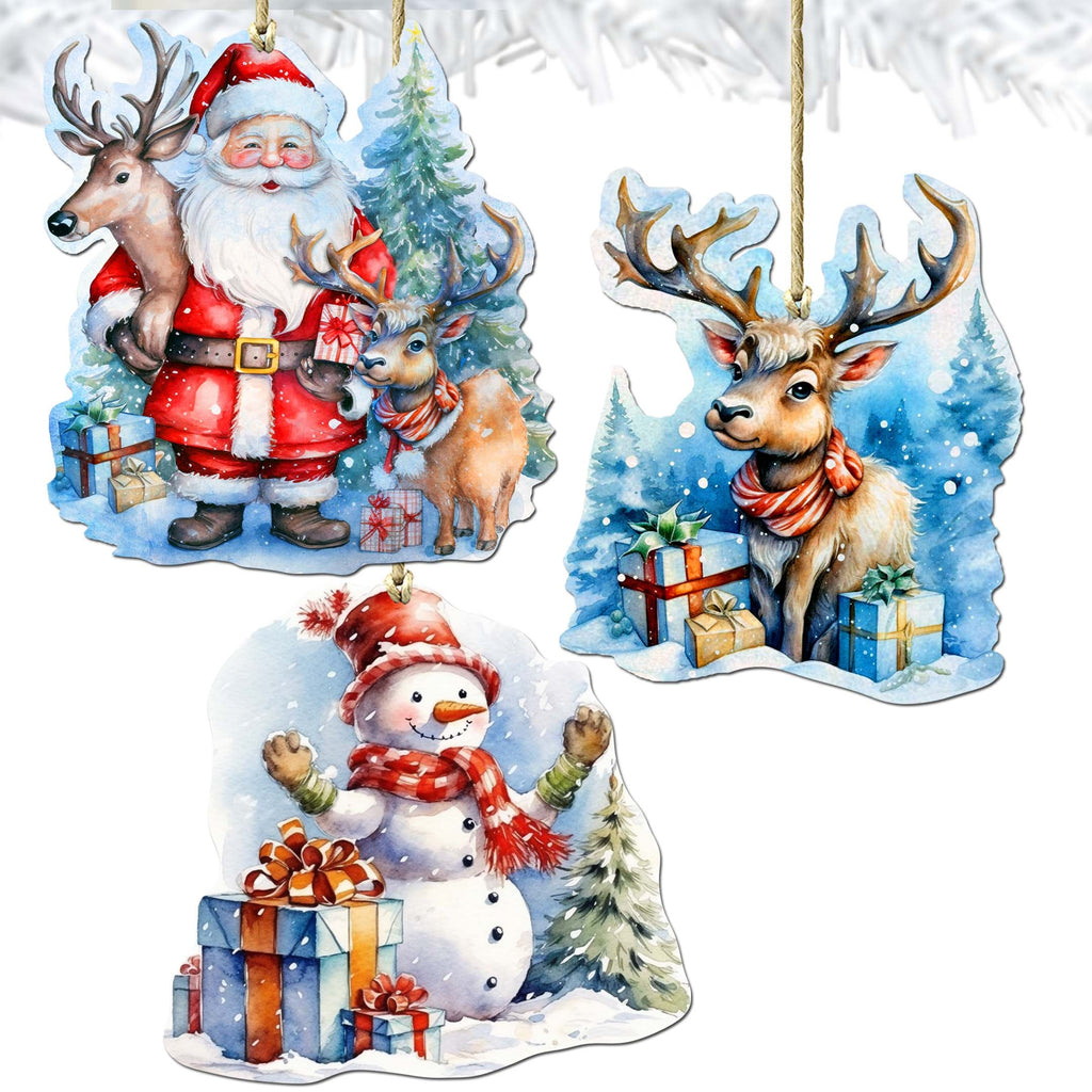 Christmas Is Here Decorative Eco Wood Ornaments Set of 3 by G. Debrekht - Christmas Decor - 8091028-S3
