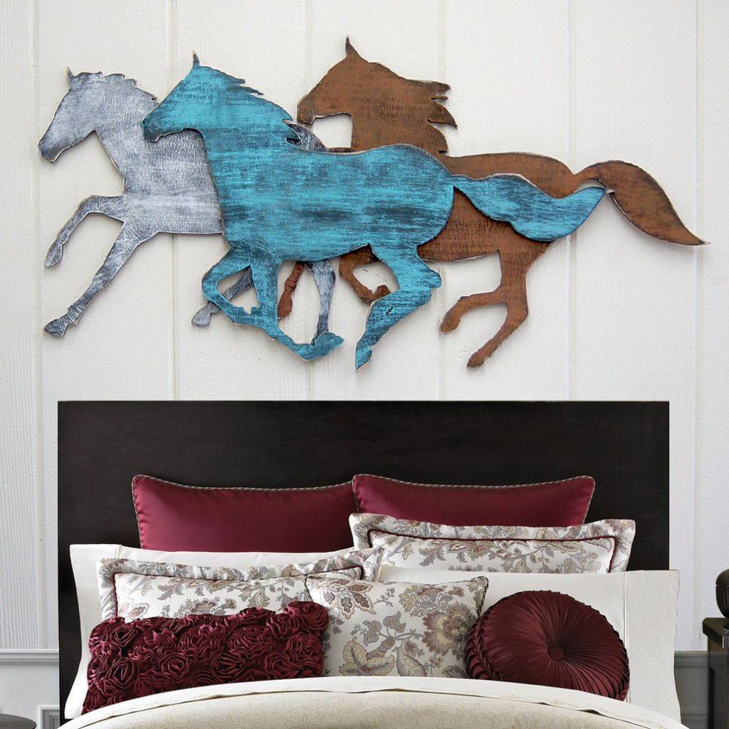 Rustic Horse Herd Wooden Wall Decor by G. DeBrekht - Nature Wildlife Decor - G98150S3